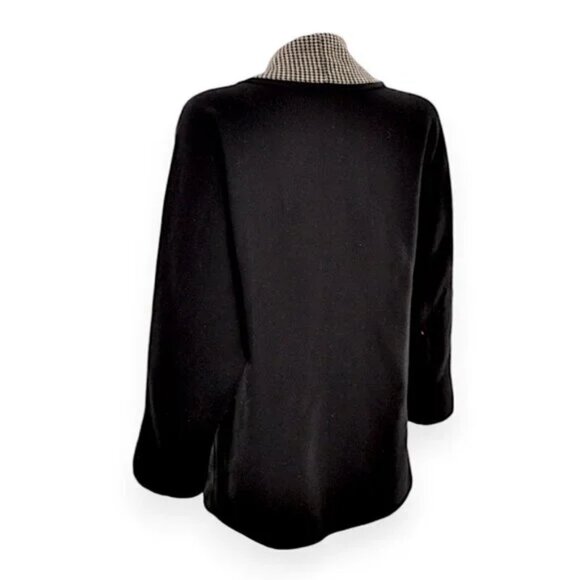 Chicos Black White Houndstooth Contrast Color Block Cardigan Sweater Blazer 1 M - Picture 2 of 5